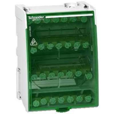 Répartiteur (jeu de barres) tétrapolaire 4P/100A  7 connexions par phase Schneider Electric