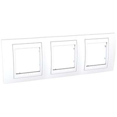 Plaque triple horizontale entraxe 71mm Unica Plus blanc Schneider Electric