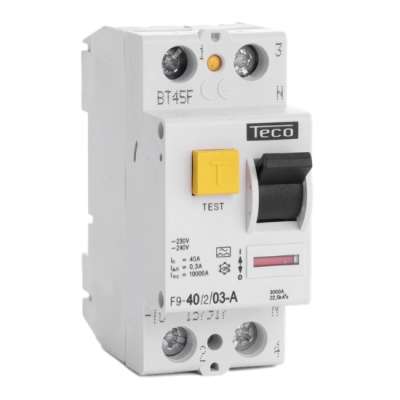 Interrupteur différentiel type A bipolaire 2P/ 40A - 300mA F940203A Teco