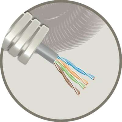 Tube précâblé (flex) avec 1 câble data U/UTP CAT 6 Eca (rouleau 100 mètres)