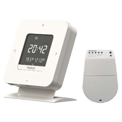 Thermostat digital programmable sans fil avec récepteur mural Basic Ramses 813 Top3 HF Set A Theben 