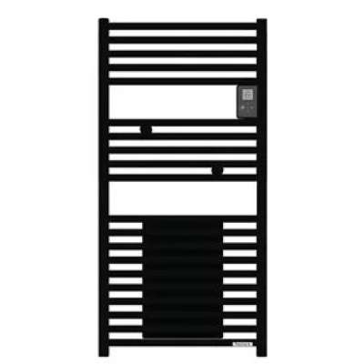 Radiateur sèche-serviettes électrique  500W + soufflerie 1000W noir carbine satin 471579 Riva 4 Thermor