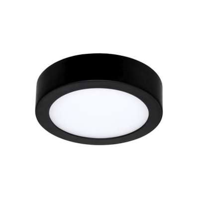 Plafonnier Led noir Ø145mm plexi opaque 8W/240V CCT 2700K/3000K/4000K 660/700/700lm IP54 Moon 145 CCT Uni-Bright