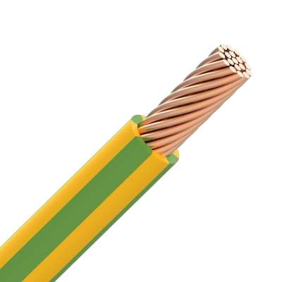 Fil d'installation massif VOB 10mm² Eca vert/jaune (Rouleau 100m)