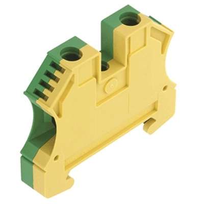 Bornier jaune/vert (terre) 10mm² pour rail Din WPE 10 Weidmüller