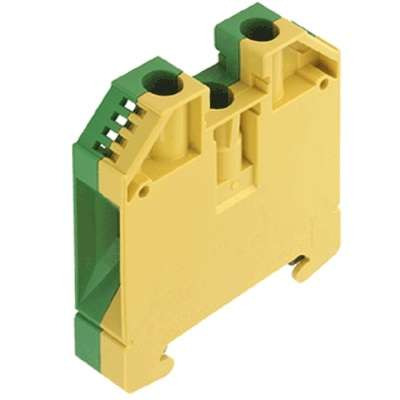 Bornier jaune/vert (terre) 16mm² pour rail Din WPE 16 Weidmüller