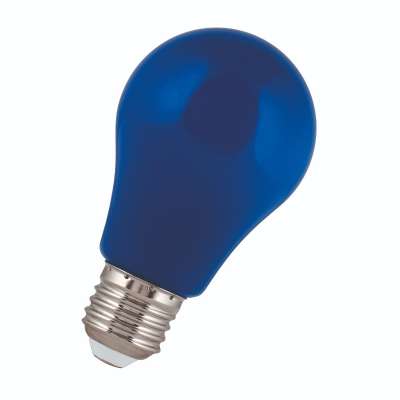 Lampe Led sphérique non dimmable Party Bulb A60 2W/90lm/Ø60/2800K/ 220-240V/E27/30000h IP44 bleu pour guirlande Bailey