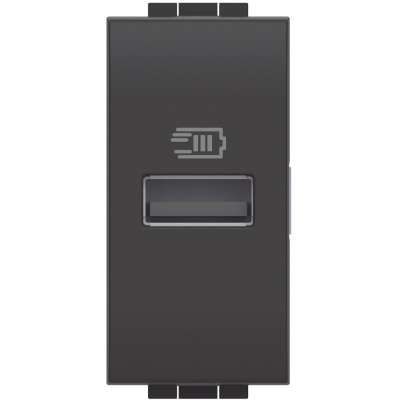 Prise d'alimentation USB simple type A 15W 1 module anthracite L4191A Living Light Bticino