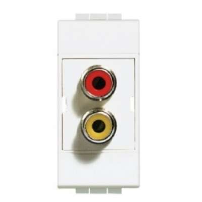 Prise RCA double jaune & rouge à souder 1 module blanc Living Light Bticino