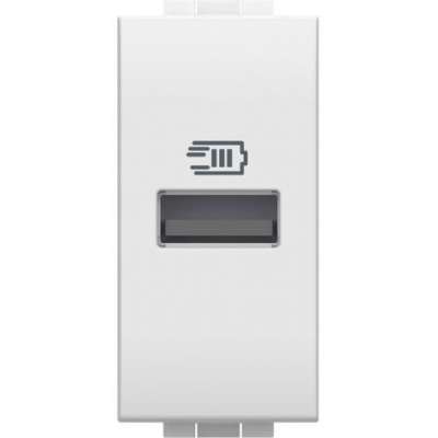 Prise d'alimentation USB simple 5V/3000mA 1 module blanc Living Light Bticino