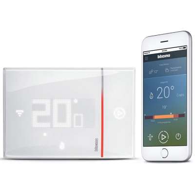 Thermostat digital programmable sur secteur 230V blanc encastré et connecté Smarther with Netatmo XW8002 BTicino