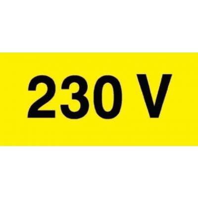 Rectangle autocollant jaune 230V (tension) 74x37mm