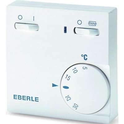 Thermostat mural électromécanique RTR-E6181 (10A/230VAC) avec interrupteur ON/OFF et chauffage d'appoint + témoin Eberle