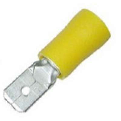 Cosse clip Faston mâle à sertir isolée 6.3x0.8mm pour fils 4-6mm² jaune