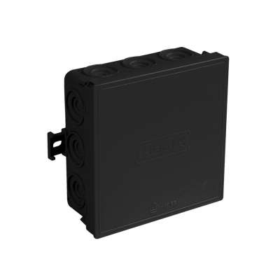 Boîte de dérivation noire 100x100x42mm 12 entrées IP55 Helia