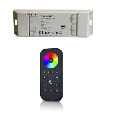Kit commande RGB ou RGB+W sans fil 4 zones avec émetteur et récepteur (sans alimentation 24VDC) pour bandeaux Led RGB+W-CW4Z Integratech