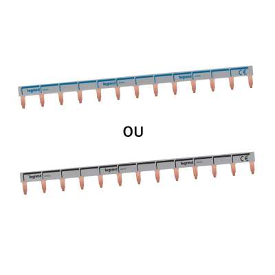 Peigne de pontage à broches unipolaire 1P > L1 ou N (entraxe 18mm - 13 modules) 16mm² (80A)  Legrand