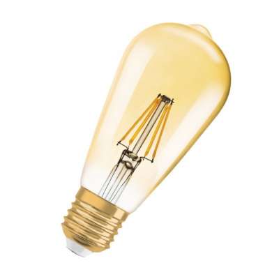 Lampe dimmable Edison Vintage 1906 Led 50 ambré Ø64/7W/2400K/230V/E27/15000h/710lm blanc chaud Osram