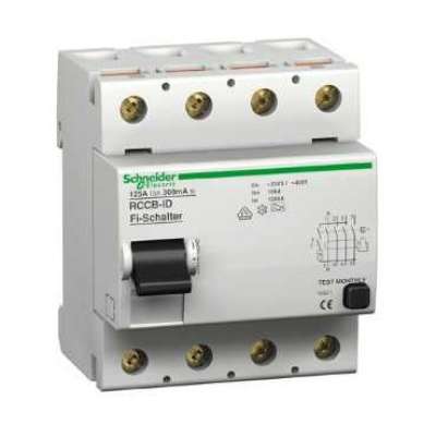 Interrupteur différentiel type Asi tétrapolaire 4P/125A - 300mA (sélectif) RCCB-ID Schneider Electric