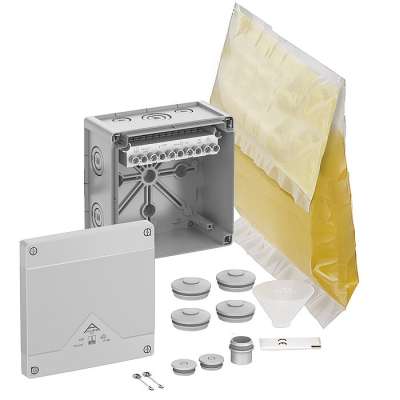 Boîte de dérivation grise avec membranes, bornier et résine 152x152x85mm IP68 Abox Pro XT-10² Spelsberg