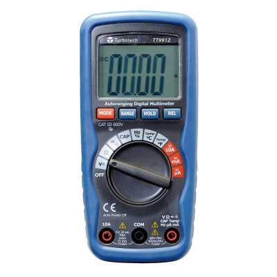 Multimètre numérique 6 en 1 VCA/VCC/ACA/ACC/Capa/Fréq./R/Temp/Diode/Buzzer TT9912 Turbotech