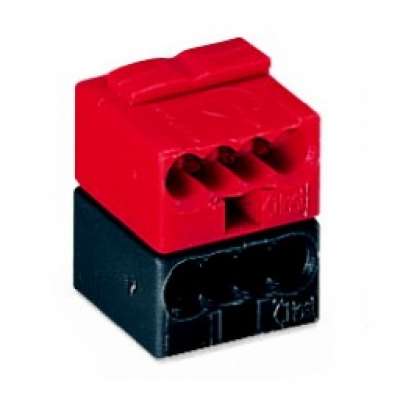Borne micro automatique pour 2 x 4 fils rigides 2x4x0.6-0.8mm² rouge & noir applications EIB 243-211 Wago