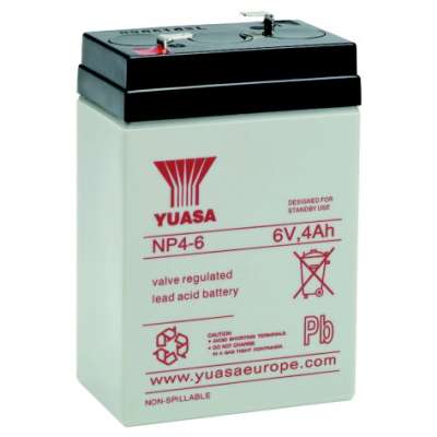 Batterie au plomb  6V - 4Ah (L=70  xP=47 x H=105.5) NP4-6 Yuasa